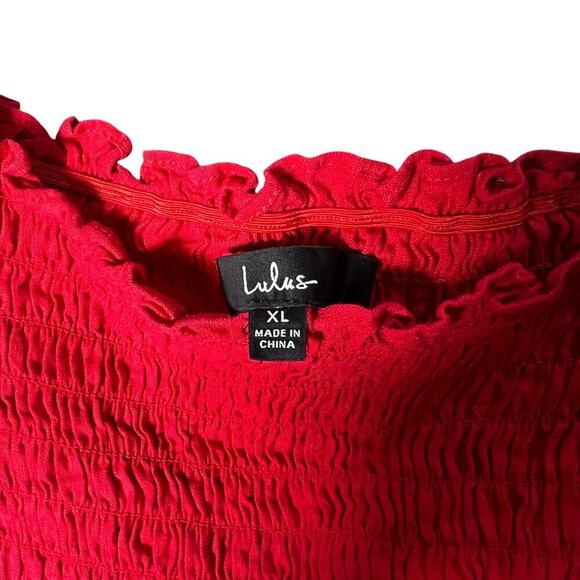 Lulus Your Sunshine Red Smocked Flutter Sleeve Top Sz XL Spring Summer Vacation - Picture 3 of 6